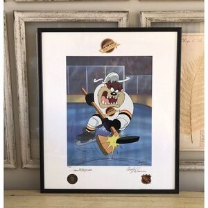 Vancouver Canucks Warner Bros Taz NHL Hockey Slapshot Signed Litho & Collector